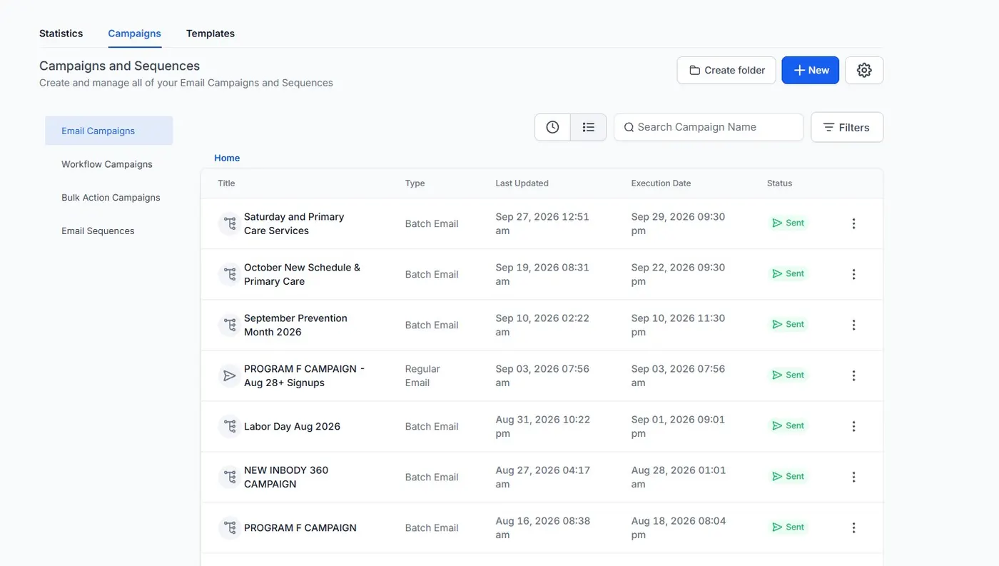 Monthly email campaigns
