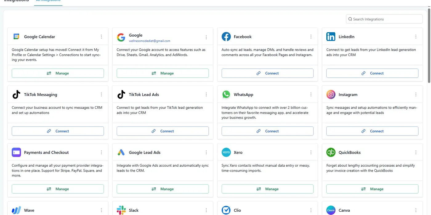 Calendar, payment and ad integrations